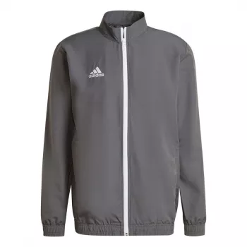 adidas Entrada 22 Prezentācijas jaka vīriešiem, pelēka, ar pilnu rāvējslēdzēju, no pārstrādāta poliestera, futbola treniņiem