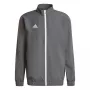 adidas Entrada 22 Prezentācijas jaka vīriešiem, pelēka, ar pilnu rāvējslēdzēju, no pārstrādāta poliestera, futbola treniņiem