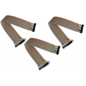 Kabelmeister 40-Pin Jumper Wire komplekts, 3 lentes (vīriešu-vīriešu, sieviešu-sieviešu, vīriešu-sieviešu), 20 cm, 24 AWG, varavīksnes krāsās, Arduino, Raspberry Pi, Breadboard