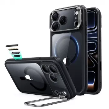 ESR Classic Hybrid Kickstand MagSafe maciņš iPhone 17 Pro / 18 Pro caurspīdīgs/melns