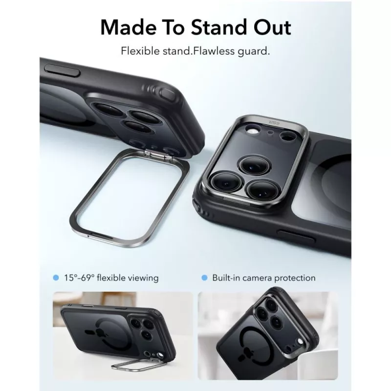 ESR Classic Hybrid Kickstand MagSafe maciņš iPhone 17 Pro / 18 Pro caurspīdīgs/melns