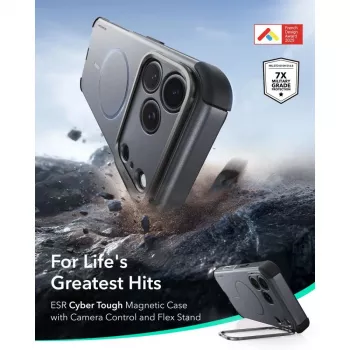 ESR Cyber Tough Kickstand MagSafe maciņš iPhone 17 Pro / 18 Pro pelēks