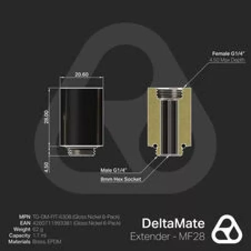 Thermal Grizzly DeltaMate pagarinātājs MF28 - spīdīgs niķelis, 6 gab.