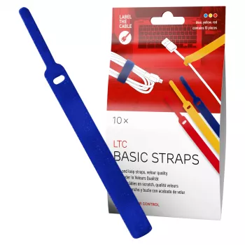 LABEL THE CABLE LTC BASIC STRAPS lipīgās kabeļu saites, 17 cm, 10 iepakojumā, daudzkrāsainas (zila, dzeltena, sarkana)