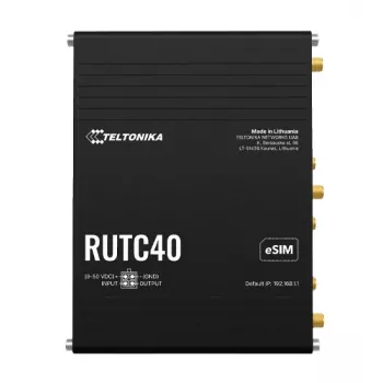 Teltonika Networks RUTC40 industriālais 4G LTE Cat 6 divjoslu Wi-Fi 5 Gigabitu maršrutētājs ar divām SIM kartēm, GNSS, AK barošanas bloku