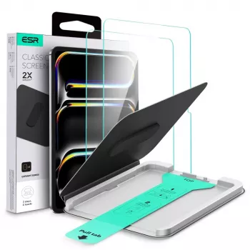 ESR Ultrafit rūdīta stikla ekrāna aizsargs Apple iPad Pro 11 collu (5./6. paaudze, 2024-2025) - 2 iepakojums
