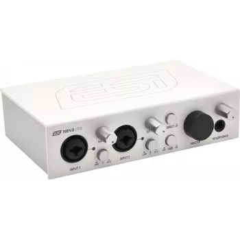 ESI Neva OTG 2x2 USB-C audio interfeiss ar 24-bit/192kHz, XLR/TRS kombinēto ieeju, Hi-Z, +48V fantomjūdzes barošanu, tiešo monitoringu, ar kopnes barošanu PC, Mac, iOS, Android