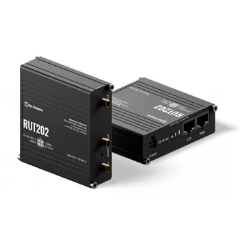Teltonika Networks RUT202 4G LTE Wi-Fi maršrutētājs, Dual SIM, 2x Ethernet, DIN sliedes/sienas stiprinājums, alumīnijs