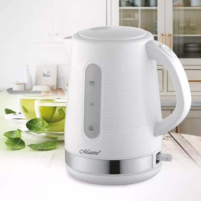 Maestro MR-035-WHITE Elektriskā tējkanna 1,7L 2200W Balta plastmasa