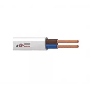 H05VVH2-F 2x1 mm² balts elastīgs PVC plakanais divdzīslu kabelis 50m