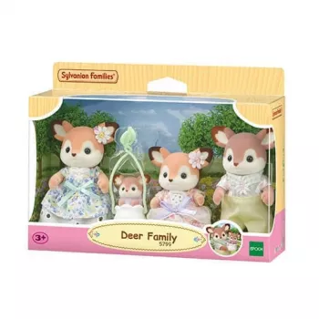 EPOCH Sylvanian Families Briežu ģimene - 4 kolekcionējamas figūriņas (tētis, mamma, meitene, zēns) ar noņemamiem tērpiem, flokēta plastmasa, vecumam no 3 gadiem