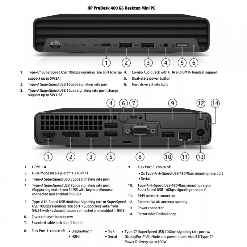 HP Renewed Grade A ProDesk 400 G6 galddators Mini PC - Intel Core i5-10500T, 16GB RAM, 256GB SSD, Intel UHD Graphics 630, Windows 11 Pro