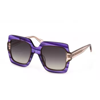 JUST CAVALLI sieviešu tauriņveida saulesbrilles SJC023V5309N5 - Havana acetāta rāmis ar pelēkām gradienta lēcām