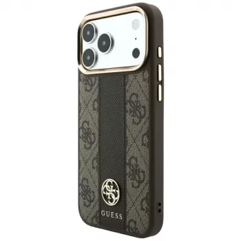 Guess 4G Stripe Round & Classic Logos MagSafe maciņš iPhone 18 Pro Max / 17 Pro Max - Brūns