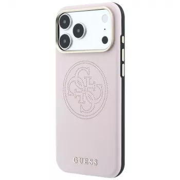 Guess Perforated 4G Gold Logo MagSafe maciņš iPhone 18 Pro / 17 Pro - Rozā