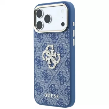 GUESS 4G & Big Strass Logo cietais vāciņš iPhone 18 Pro / 17 Pro - zils
