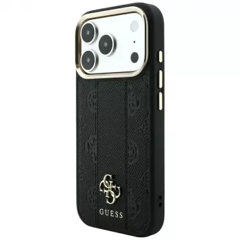 Guess Stripe Peony 4G Logo MagSafe maciņš Apple iPhone 18 Pro / 17 Pro - Melns