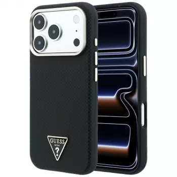Guess Kevlar Triangle Logo MagSafe maciņš iPhone 17 Pro / 18 Pro - melns