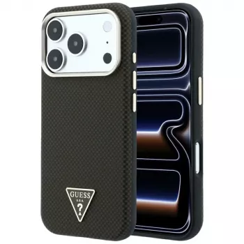 GUESS Kevlar Triangle Logo MagSafe maciņš iPhone 17 Pro Max / 18 Pro Max - brūns