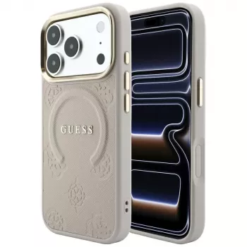 Guess Saffiano Peony & Ring Macīgais vāciņš iPhone 18 Pro / 17 Pro - Rozā