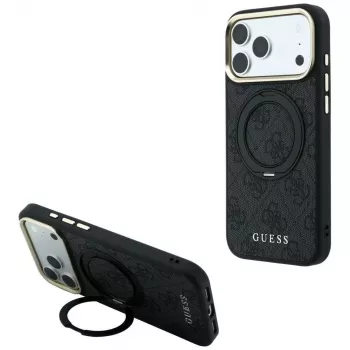 Guess Ring Stand 360 4G Classic Logo Macīgais vāciņš iPhone 18 Pro / 17 Pro, melns