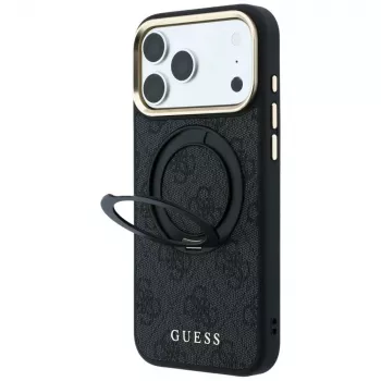 Guess Ring Stand 360 4G Classic Logo Macīgais vāciņš iPhone 18 Pro / 17 Pro, melns