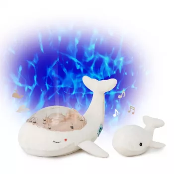 Cloud B Tranquil Whale miega palīglīdzekļu komplekts ar projektoru un grabulīti - balts