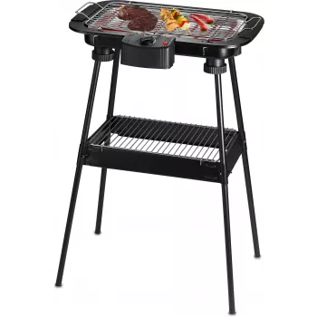Techwood TBQ-836P Elektriskais bārbekjū grils ar statīvu, 2000W, 36,5cm hromēts grils, melns