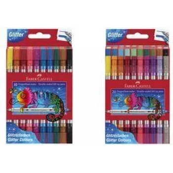 Faber-Castell Glitter abpusējie marķieri, 20 iepakojumā ar platu un smalku galu (3-5 mm / 1 mm), mazgājami - 151108
