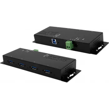 EXSYS EX-1184HMVS-2 4 portu USB 3.2 Gen 1 alumīnija centrmezgls ar barošanas adapteri