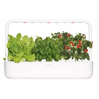 Click & Grow Smart Garden 9 Iekštelpu garšaugu un dārzeņu dārzs ar LED augu gaismām, pašlaistīšanu, 9 augu pākstīm, balts