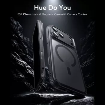ESR Classic Hybrid MagSafe maciņš iPhone 17 Pro Max / 18 Pro Max – matēti melns