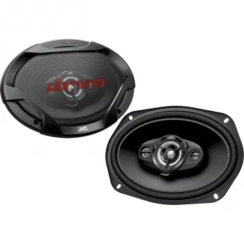 JVC CS-DR6942 6x9 collu 4-virzienu koaksiālie skaļruņi automašīnai, 500W maksimālā jauda, oglekļa vizlas zemfrekvences skaļrunis, PEI kupola tweeteri, pāris