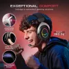 FIFINE H3 AmpliGame RGB vadu austiņas spēlēm ar noņemamu mikrofonu, 50 mm draiveri, USB-A, melnas
