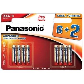 Panasonic Pro Power AAA sārma baterijas LR03 8 iepakojums (6+2 bonuss)