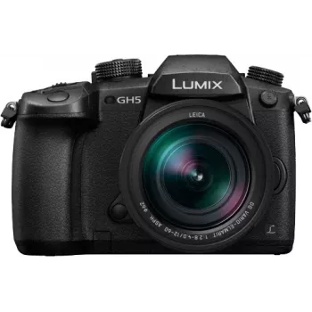 Panasonic Lumix DC-GH5LEG-K bezspoguļa kamera ar Leica DG Vario-Elmarit 12-60mm f/2.8-4 ASPH. POWER O.I.S. objektīvu, 20.3MP Micro Four Thirds, 4K 60p video, 5 asu Dual I.S. 2, Wi-Fi/Bluetooth, putekļu un sala izturīga, melna