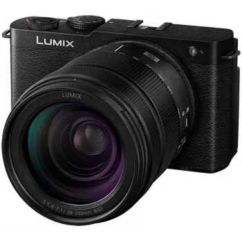 Panasonic Lumix DC-S9 kamera ar 28-200mm objektīvu, dzirkstoši melns (DC-S9HE-K)