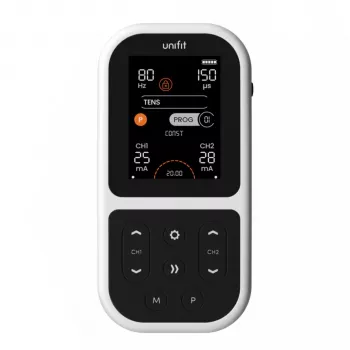 Tenscare Unifit Fitnesa atveseļošanās un sāpju mazināšanas TENS/EMS ierīce - 2 kanāli, 18 programmas, ar fona apgaismojumu LCD