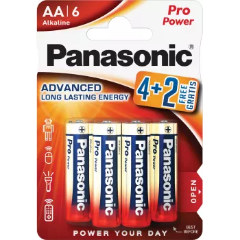 Panasonic Alkaline Power AA baterijas LR6PPG/6BP 4+2 bezmaksas iepakojums (6 gab.)