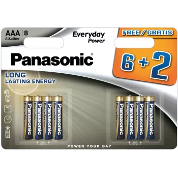 Panasonic Everyday Power AAA sārma baterijas LR03 8 iepakojums (6+2 bez maksas)