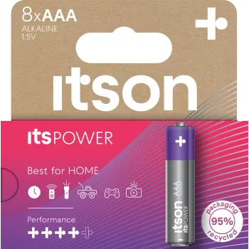 ITSON LR03IPO/8HH sārma AAA baterijas – 8 iepakojums, 1,5V, 10 gadu glabāšanas laiks, bez dzīvsudraba