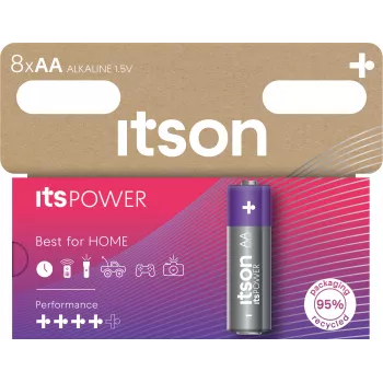 ITSON LR6IPO/8HH AA sārma baterijas, 8 iepakojumā, 1,5 V, ilgs glabāšanas laiks, bez dzīvsudraba