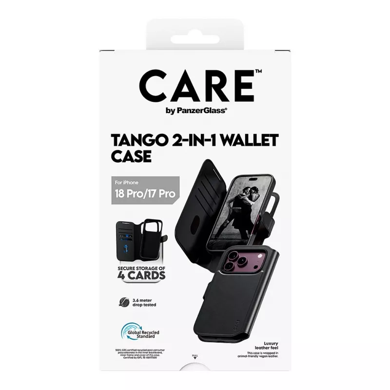 CARE™ by PanzerGlass® Tango 2-in-1 maciņš ar vāciņu Melns ar MagSafe iPhone 18 Pro / 17 Pro