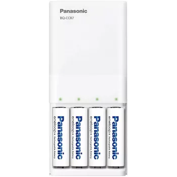 Panasonic eneloop BQ-CC87USB lādētājs ar 4 x 1900 mAh baterijām (K-KJ87MCC40USB)