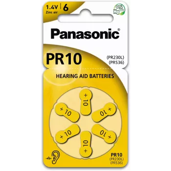 Panasonic Batteries PR-230(10)/6LB Cinka-gaisa dzirdes aparātu baterijas, 10. izmērs, 1.45V, 100mAh, 6 iepakojums