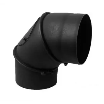 Dūmvada līkums 45/90° ar pārbaudes tēju, 150 mm, melns tērauds