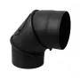 Dūmvada līkums 45/90° ar pārbaudes tēju, 150 mm, melns tērauds