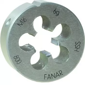 FANAR DIE M20x1 HSS800F apaļā vītņgriešanas plāksne, metriskā M20 x 1,0 mm, ātrgriezējtērauds, labās puses, 6g