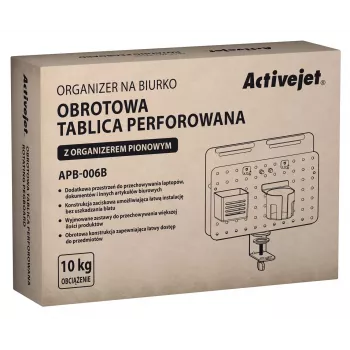 Activejet APB-006B Rotējošs perforēts galda organizators ar vertikālu dokumentu turētāju, melns
