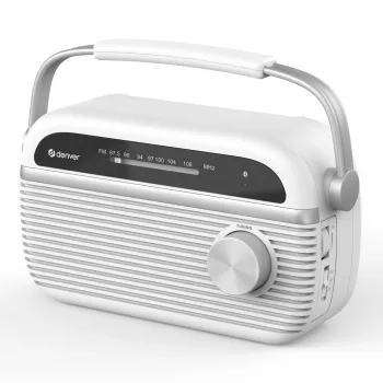 Denver TRB-67W DAB+ FM modinātājradio balts ar diviem modinātājiem un akumulatora opciju